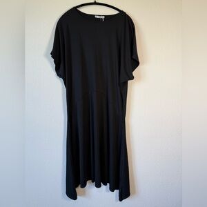 Zara Black Midi Dress Women’s Medium Dropped Waist Short Sleeve NWT Classic Mini